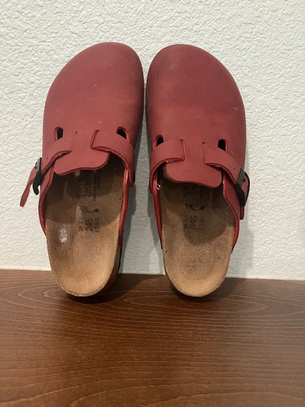 Birkenstock Birki’s Red Suede Slip-On Clog with Buckle - Picture 9 of 9